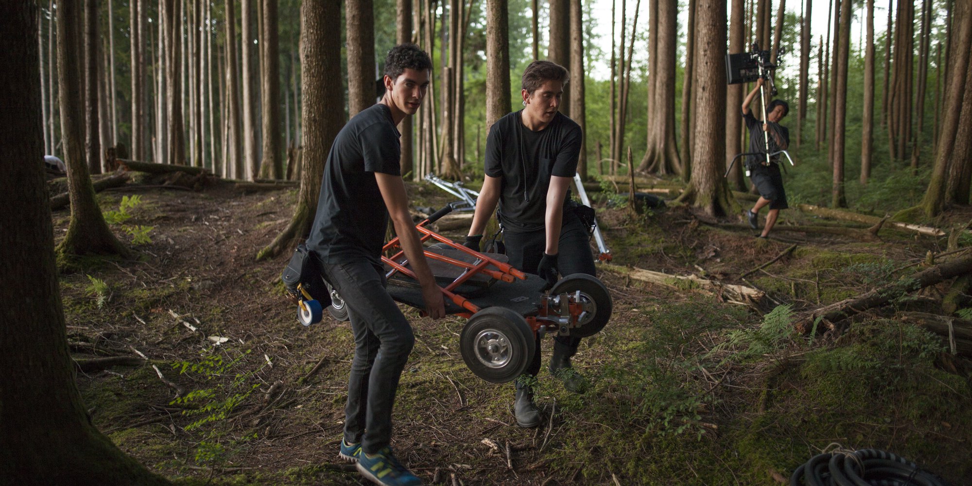 Our grips had to haul all our gear into the forest. Deep into the forest.