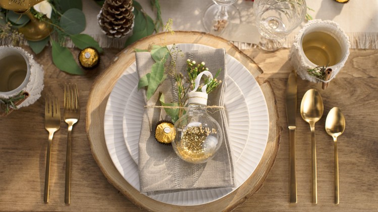 Top view of Ferrero Rocher place setting