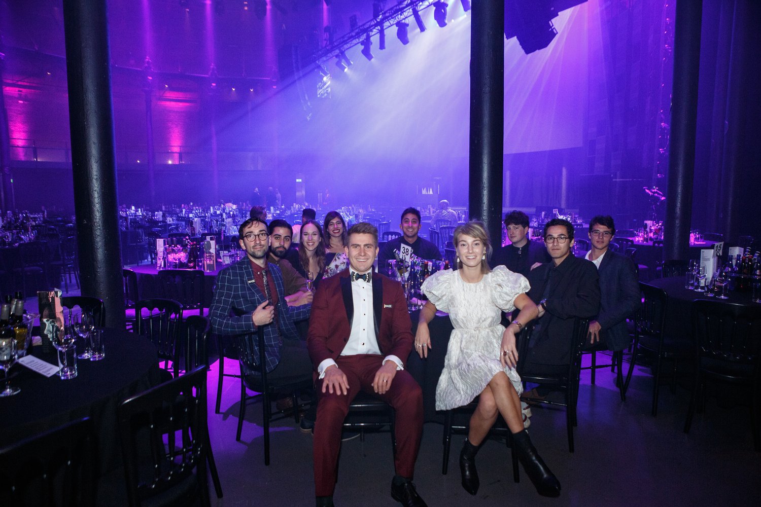 The BC delegation to the UKMVAs. (L to R: Sebastien Galina, Farhad Ghaderi, Shelby Manton, Kristina Tywoniuk, Kristoff Duxbury, Kasey Lum, Lucy Higgs, Lucas Hrubizna, Blake Davey)
